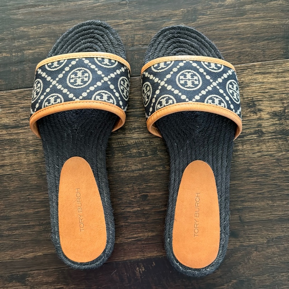 Tory Burch T Monogram Espadrille Slide Jacquard